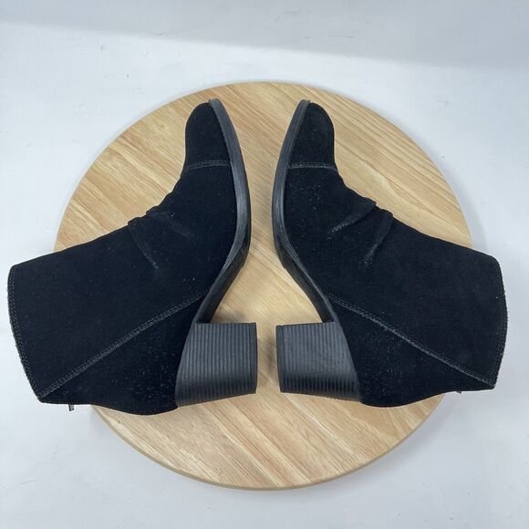 Skechers Taxi Ankle Boots Women's 8.5 Black Suede Comfort Heel Booties Cap Toe - Picture 6 of 10